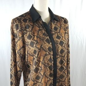 ZARA Long Sleeved Animal Print Blouse. Sz M